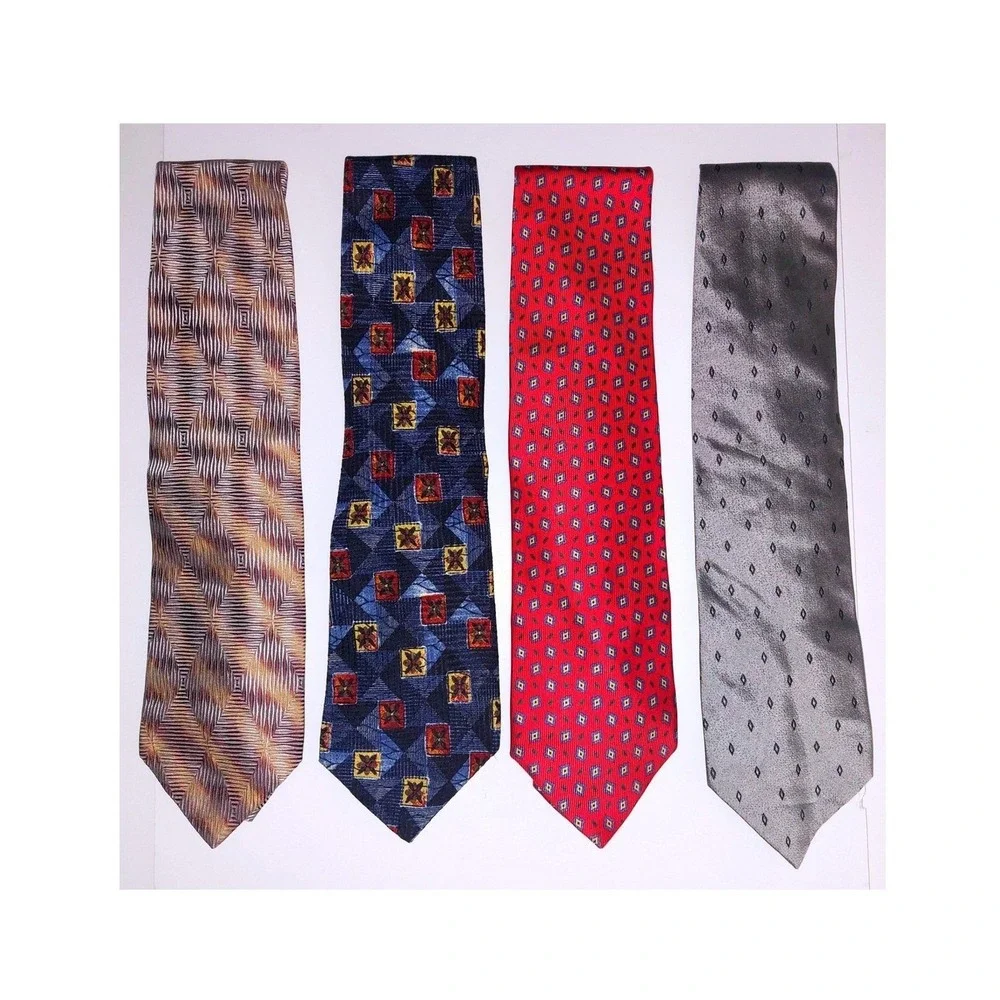 Paolo da Ponte Designer Vintage Silk Ties Hand Made in Italy 4 Neckties EUC